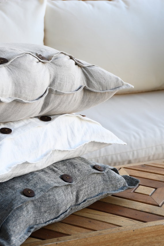 100 Linen Pillow Covers 20x20 Light Beige Ivory 18x18 Throw