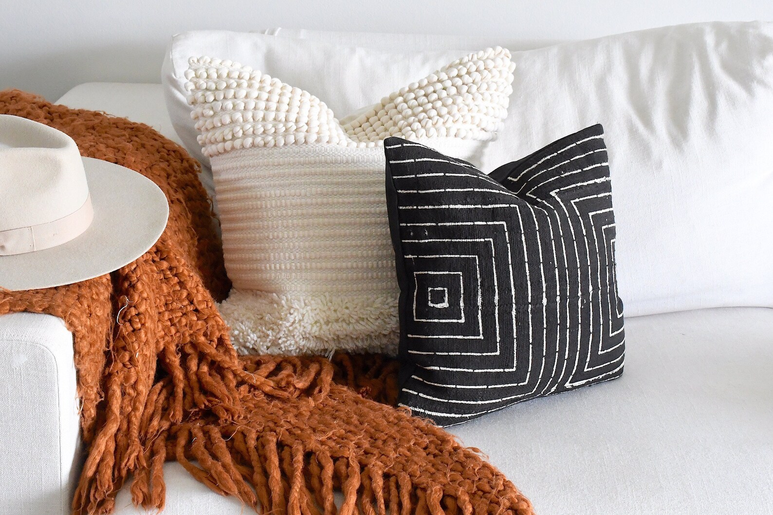 Boho Pillow Combination Sofa Pillow Cover Set Beige 20x20 - Etsy