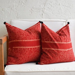 Natural Cotton Hand Block Pillow Cover | Sofa Pillow Covers 18x18 pillow cover | Handmade Pillow Cover | Red Pillow Cover | Terracotta Cover