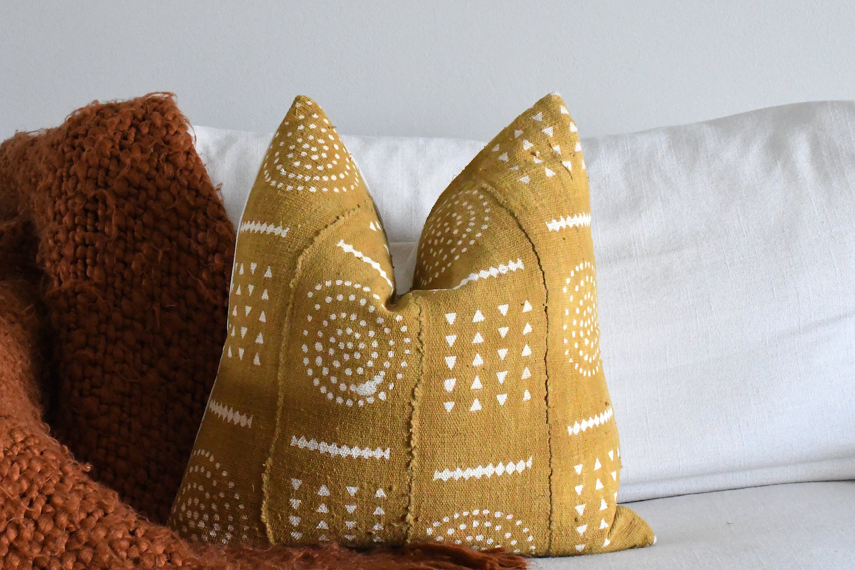 Handmade African Mud Cloth Pillow Case Mustard Mud Cloth Etsy