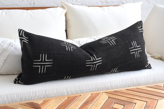 Black Long Lumbar Pillow 20x20 Black Pillow Cover Black Accent Pillow Unique Throw Pillow Decorative Pillow Case Etsy