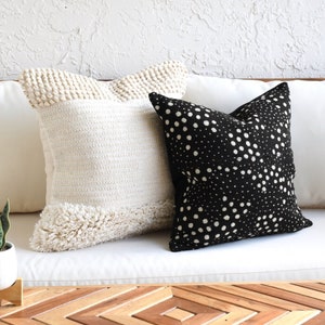 Boho Pillow Combination | Sofa Pillow Set Mud Cloth Pillows Black and White MudCloth | Lumbar Decor Pillow Cover Set | Unique Throw Pillows
