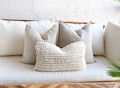 3 Neutral Boho Pillow Set | Beige Sofa Pillow Set | White Mud Cloth | Decor Textured Pillow Cover Set | Lumbar Throw Pillow | Small Lumbar