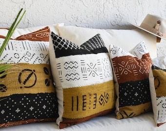 Handmade African Mud Cloth Pillow Case | Multi Color Mud Cloth | Mudcloth Cushion | Mud cloth Pillow Case | Mudcloth | Decorative Pillow