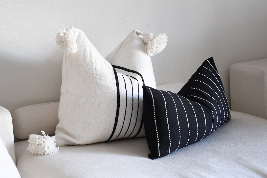 Black and White Boho Pillow Combination 20 X 20 Sofa Pillow Set Black ...