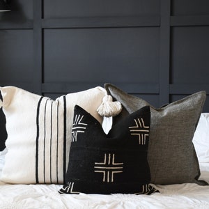 Black White Gray Decorative Pillow Combination 20 x 20 Sofa Pillow Set Decor Cover Combo Unique Accent Throw Pillows Gray linen pillow image 3