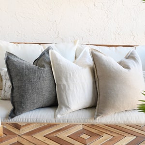 100% Linen Pillow Covers 20x20 Inch, 18x18 Inch Pure linen Throw Pillows image 8