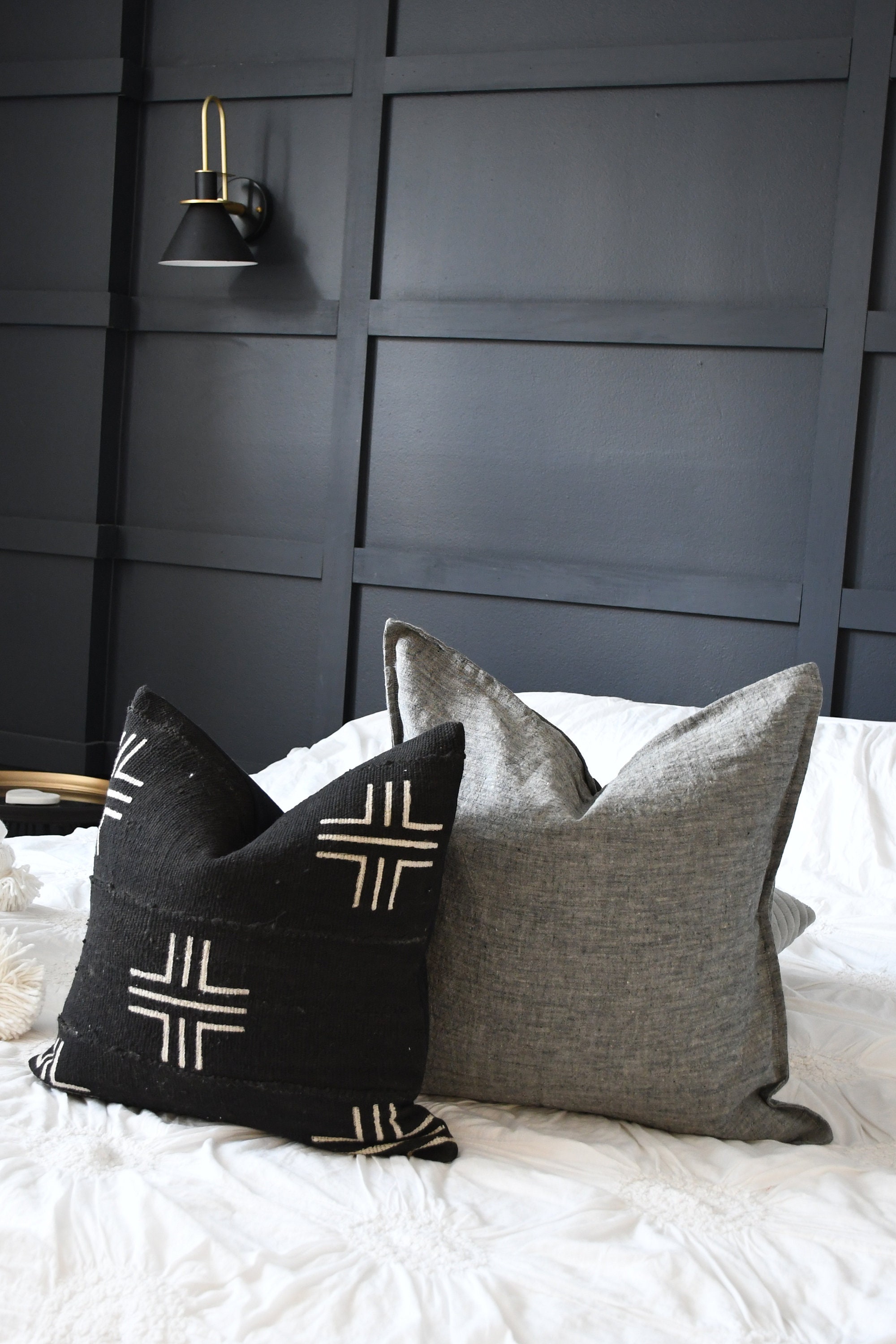 Black and Gray Decorative Accent Pillow Cover Combination 20 X Etsy