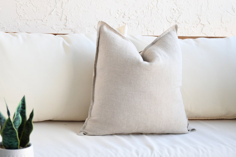 Beige Linen Decorative Throw Pillows, Soft Pillow Covers, Neutral Accent Decor Pillow