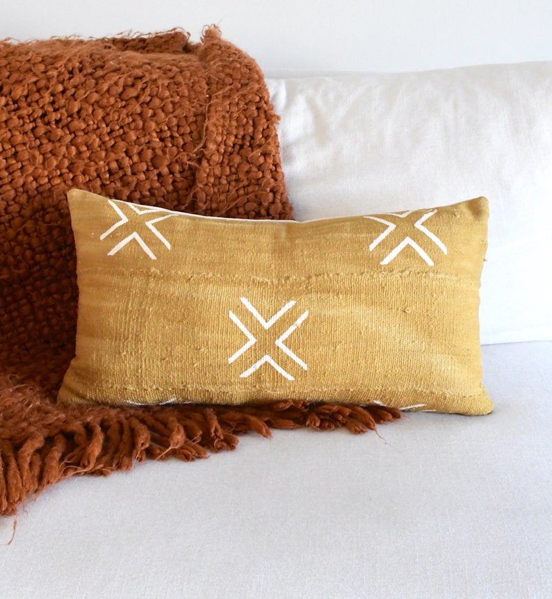 Handmade African Mud Cloth Pillow Case Mustard Mud Cloth Etsy