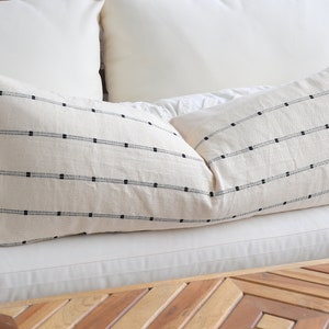 Throw Pillow Covers 18 x 18 Beige Off White cotton pillow Soft cream cotton with black stripe Lumbar pillow Decorative Decor Pillow image 9