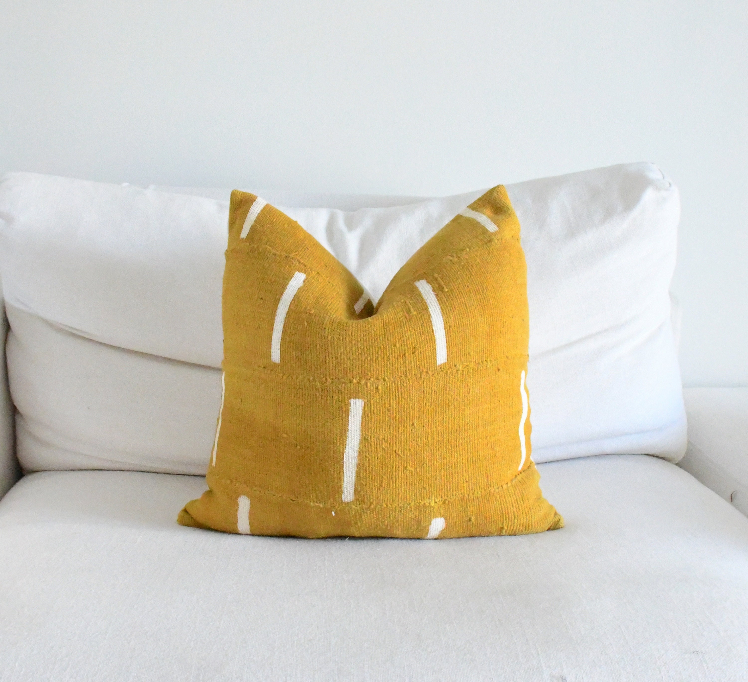 Mustard Handmade African Mud Cloth Mustard Mud Cloth With White Line Decorative Pillow Case White Dash Striped White Lumbar Pillow Etsy
