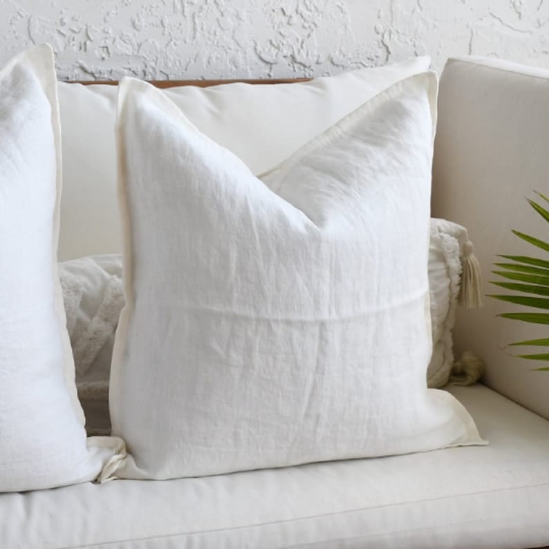 100% Linen Pillow Covers 20x20 Inch, 18x18 Inch Pure linen Throw Pillows image 3