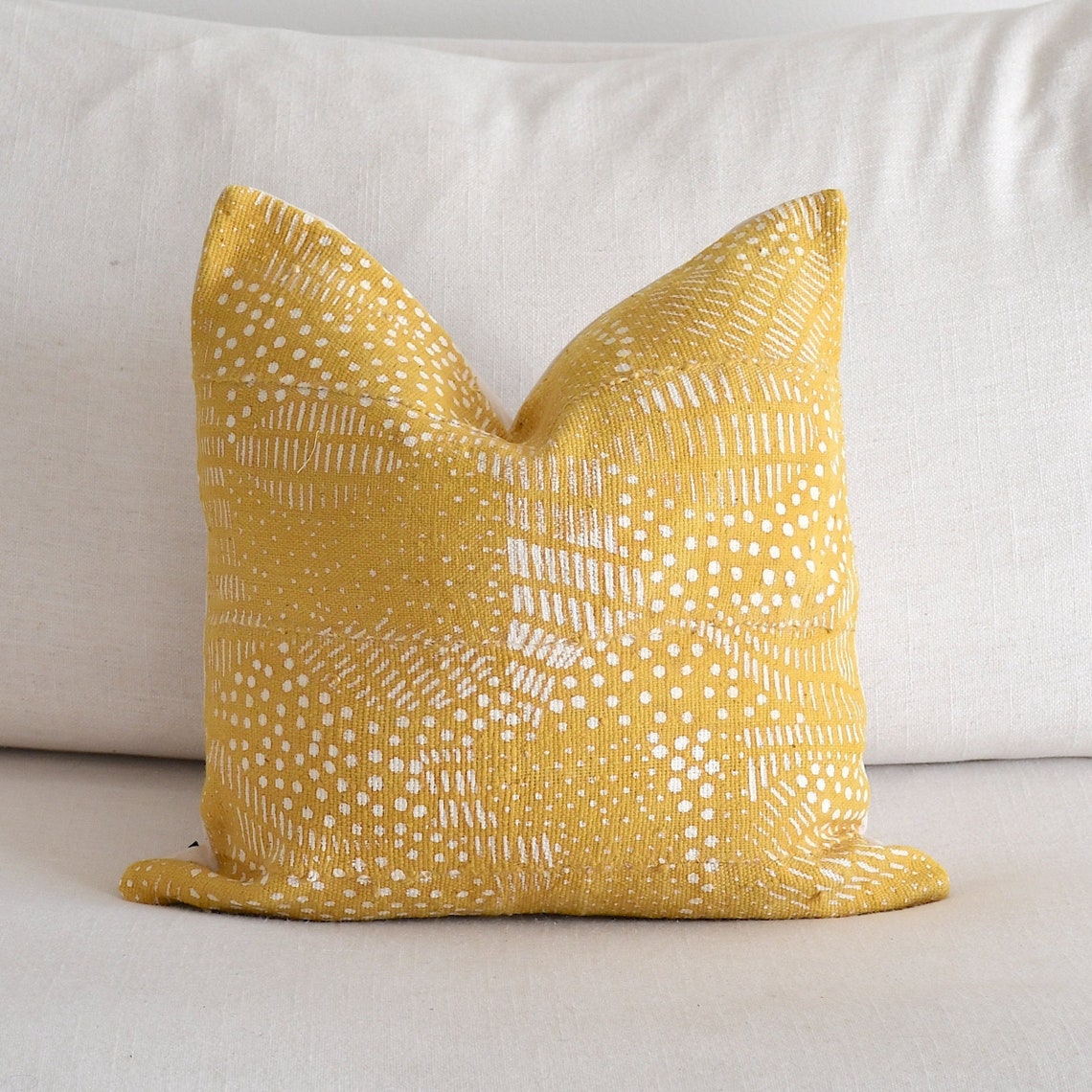 Long Mustard Lumbar Pillows African Mud Cloth Throw Pillow Etsy