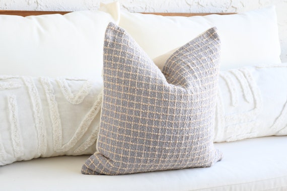 Gray Throw Pillow Checkered Pillow Soft Throw Boho Pillow Covers