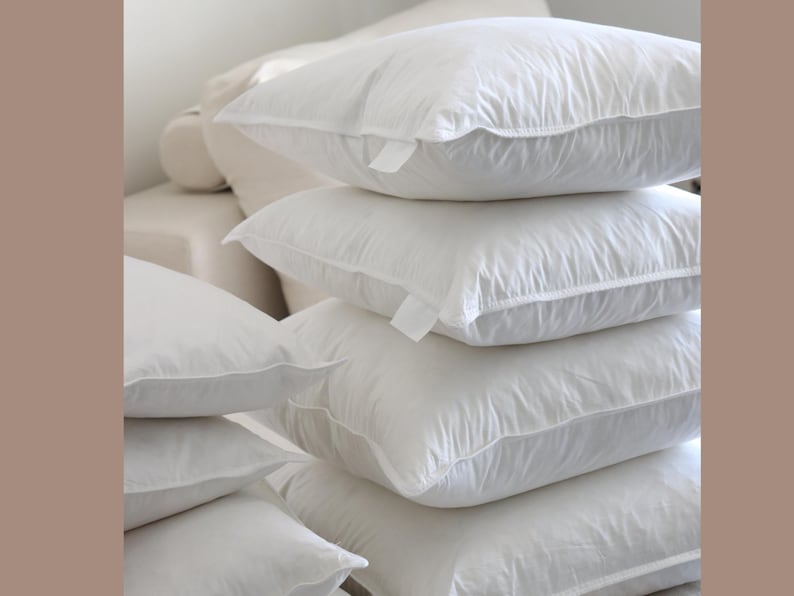 2 Pillow Insert Sets | Genuine Soft Down and Goose/Duck Feather Fill White Pillow Inserts | 20x20 | 18x18 image 1