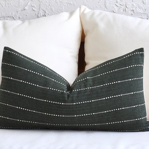 Green Lumbar Throw Pillow Covers 18 x 18 Green cotton pillow Soft green white stripe Lumbar pillow Decorative Decor Pillow Sofa Pillow