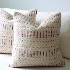 Blue and Red Stitching Colors 18x18 Throw Pillow Covers, Textured Pillows, Boho Covers, Decorative Cover, Simple Sofa Accent Cotton