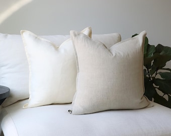 Housses de coussin 100 % lin 20 x 20 po., Coussins en pur lin 18 x 18 po.