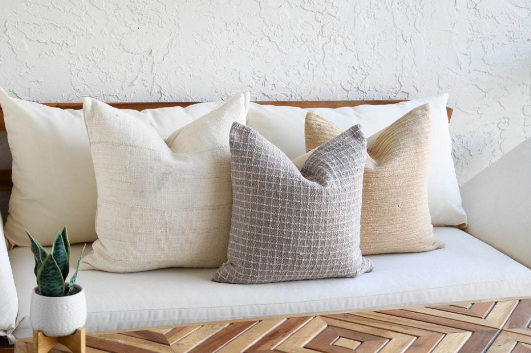 Boho Pillow Combination Sofa Pillow Set Mud Cloth Pillows Gray Blue