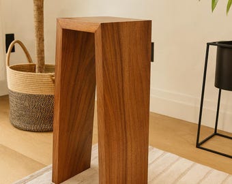 Small Drink Table: Modern Accent Table , Butternut Hardwood