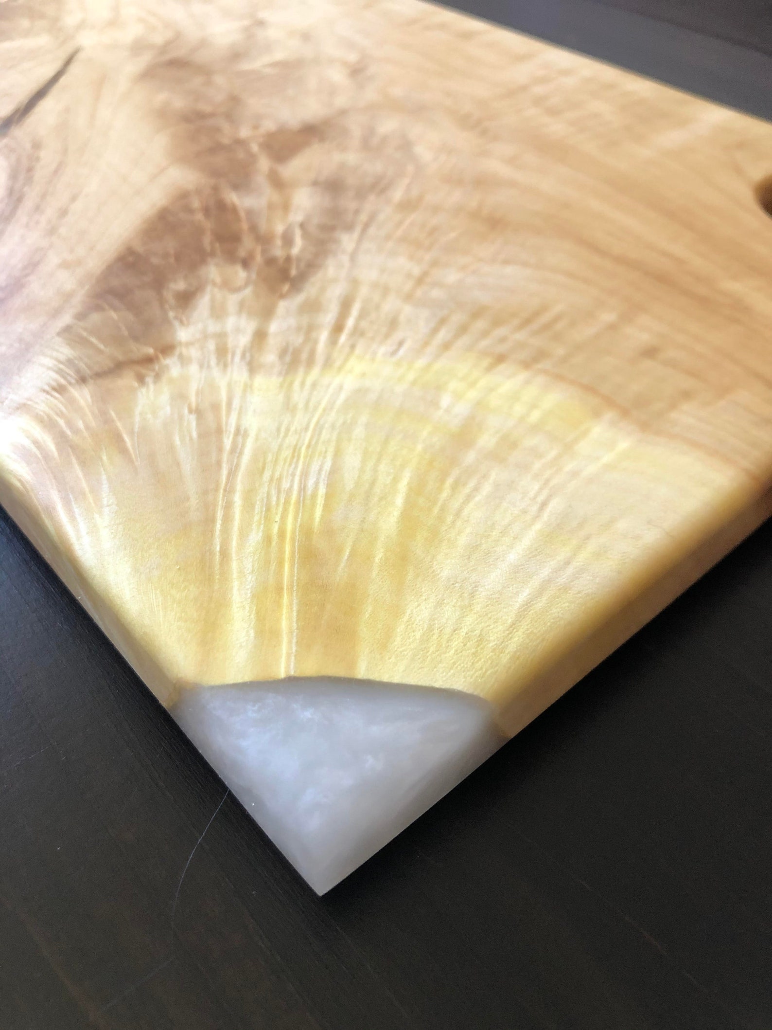 Maple wood / bright white epoxy resin charcuterie serving Etsy
