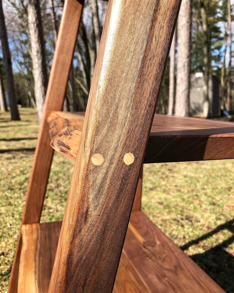 Walnut Ladder Shelf / Live Edge Shelf / Wood Shelving Unit / Bookshelf
