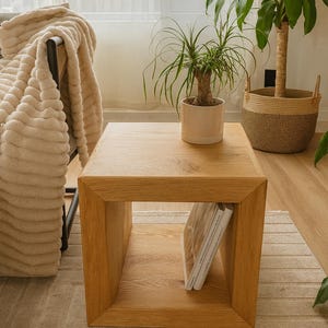 Modern Square Wood End Table: Minimalist Accent Table (16x16x16)