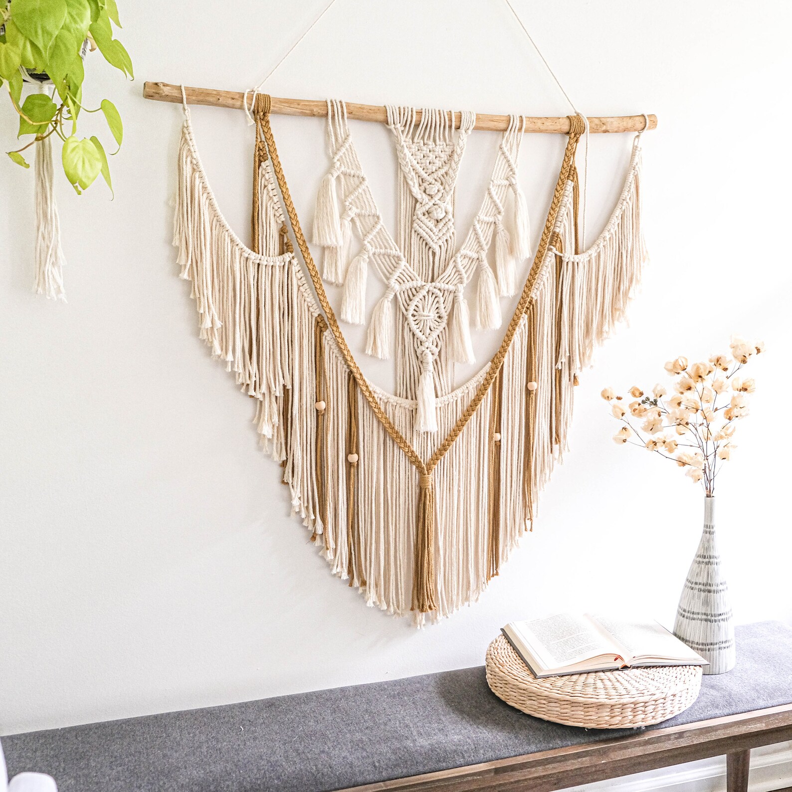Extra large macrame wall hanging color boho wall art Etsy