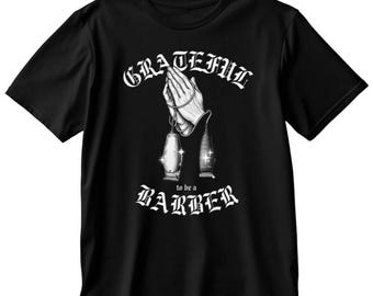 T-Shirt „Dankbarer Friseur“, 100 % Baumwolle, Rundhalsausschnitt, Friseursalon-Bekleidung