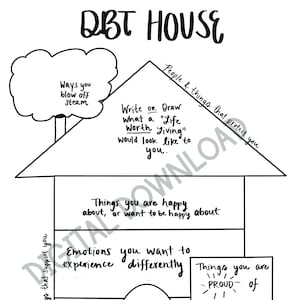 DBT House Worksheet with Instruction page