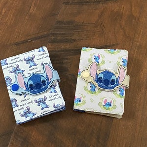 Machine Embroidered Stitch Mini Notebook Cover with Snap Closure