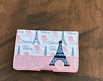 Eifel Tower Paris Machine Embroidered and Applique Card Holder