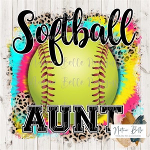 Softball Tante-PNG-Sublimation-Softball Shirt-Digital Download-Digital Design-Softball Season-Tie Dye-Animal Print-Gebleichtes Shirt Design