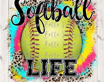 Softball Life - Sublimation - Digital Download - Neon - Leopard - Softball - PNG - T-Shirt