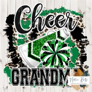 Cheer Grandma,Green and Black,Sublimation,Digital Download,Animal Print,PNG,Cheer,Tie Dye, Digital Design,PomPom,Megaphone