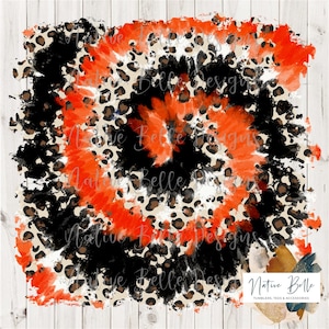 Oranje en zwarte tie-dye-dierenprint-PNG-sublimatie-digitale download-ontwerpelement-achtergrondafbeelding-teamkleuren-achtergrondontwerp