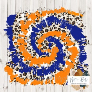 Tie Dye Animal Print Achtergrond-Koninklijk Blauw-Oranje-PNG-Sublimatie-Animal Print-Digitaal Design-Design Element-Digital Download-DTF Print