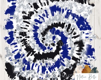 Royal Blue, Black and Silver Glitter-Tie Dye-PNG-Sublimation-Digital Download-Design Element-Background Image-Team Colors-Background Design