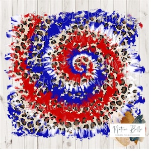 Rood wit en blauw tie dye-animal print-PNG-sublimatie-digitale download-ontwerp element-achtergrond afbeelding-team kleuren-achtergrond ontwerp