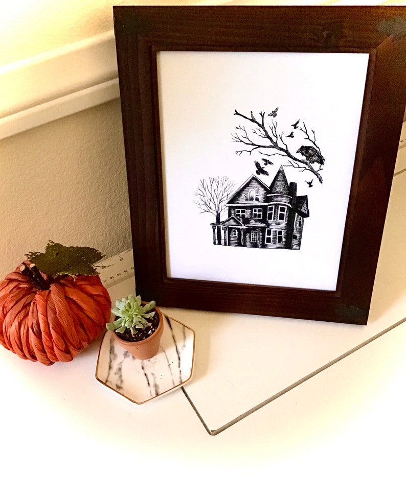 Boo Radley Inspired Haunted House Halloween Drawing | Etsy