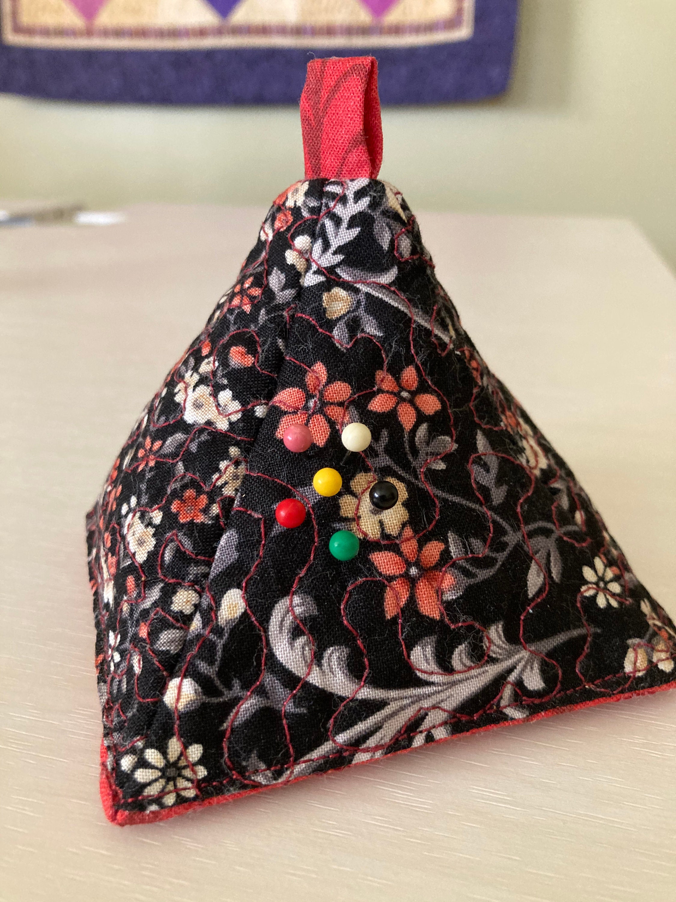 Quilted Pin Cushion Pyramid Needle Sharpening PinCushion Etsy