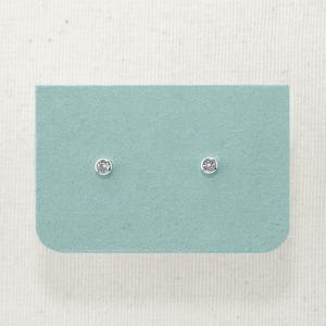 Dainty 3mm CZ Diamond Stud Earrings, Round Bezel Set, Sterling Silver Stud Earrings, Minimalist Dainty Jewelry for Everyday Wear