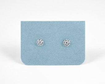 ASPEN Snowflake CZ Studs, Sterling Silver CZ Diamond Star Earrings