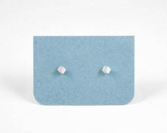 Dainty Silver Cube Stud Earrings, Brushed Square Cube Earrings, Geometric Earrings, Gifts Under 35
