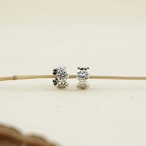 Sterling Silver Flower Motif Ear Cuff, Non-Pierced 8mm Ear Wrap, Boho Chic Earrings Accessory
