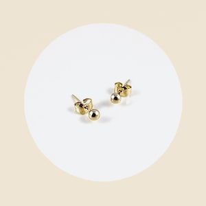 Gold Dot Stud Earrings, Dainty 10k Solid Gold Earrings, Unique Jewelry Gift For Her