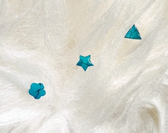 Turquoise Earrings Sterling Silver, Star Studs, Triangle or Flower Studs, Unique Geometric Shaped Resin Earrings