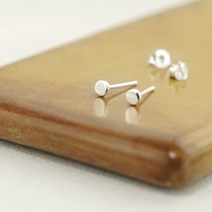 LOLA Circle Earrings, Dainty Silver Flat Dot Studs, High Quality Jewelry Gift Under 30