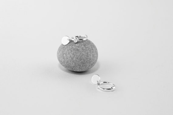 Dainty Silver Coin Hoop Earrings, Small 10mm Hoops for Cartilage